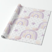 Ivory Lavender Boho Rainbow Baby Girl Shower Geschenkpapier (Ungerollt)