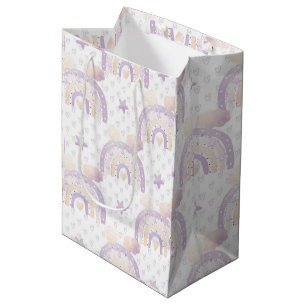 Ivory Lavender Boho Rainbow Baby Girl Shower Mittlere Geschenktüte