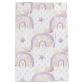 Ivory Lavender Boho Rainbow Baby Girl Shower Mittlere Geschenktüte (Vorderseite)