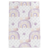 Ivory Lavender Boho Rainbow Baby Girl Shower Mittlere Geschenktüte (Rückseite)