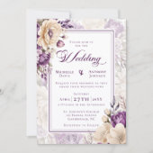 Ivory Lavender Botanical Wedding Einladung (Vorderseite)