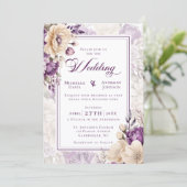 Ivory Lavender Botanical Wedding Einladung (Stehend Vorderseite)