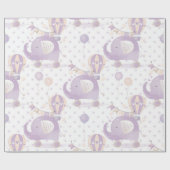 Ivory Lavender Elephant Balloon Baby Girl Dusche Geschenkpapier (Flach)