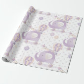 Ivory Lavender Elephant Balloon Baby Girl Dusche Geschenkpapier (Ungerollt)