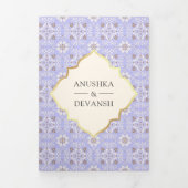 Ivory Lavender Pattern All in One Indian Wedding Dreifach Gefaltete Einladung (Cover)