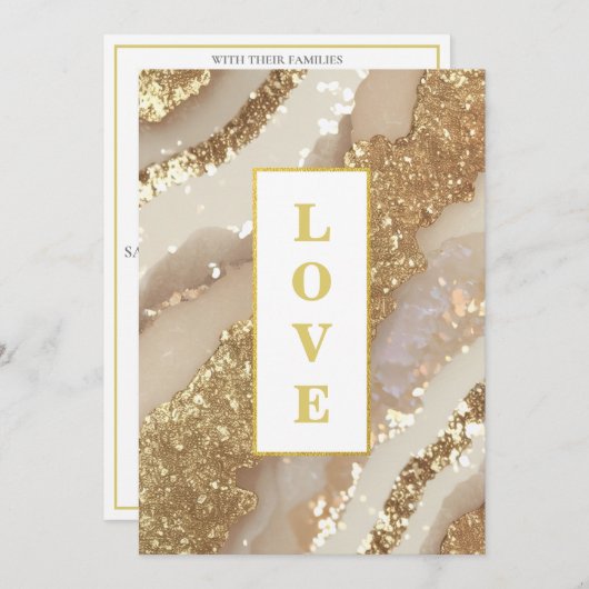 *~ Ivory LIEBE AR66 QR + UAWG Agate Wedding Einladung (Vorne/Hinten)