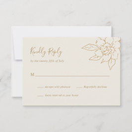 Ivory Line Art Floral RSVP Karte