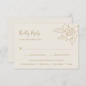 Ivory Line Art Floral RSVP Karte (Vorne/Hinten)
