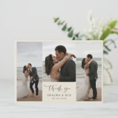 Ivory Lined Back 3 Foto Collage Wedding Vielen Dan Dankeskarte (Stehend Vorderseite)