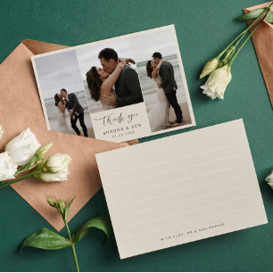 Ivory Lined Back 3 Foto Collage Wedding Vielen Dan Dankeskarte