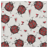 Ivory Linen LoveBug Ladybug Illustration Muster Stoff (Nahaufnahme)