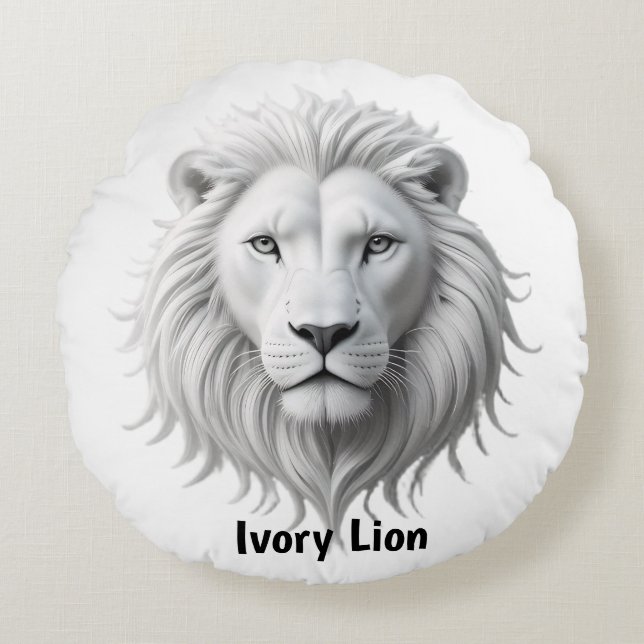 Ivory Lion Rundes Kissen (Vorderseite)