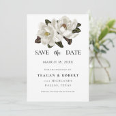 Ivory Magnolia blühen Save The Date (Stehend Vorderseite)