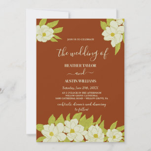 Ivory Magnolia Blume Rusty Wedding Einladung