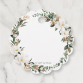 Ivory Magnolia Blumengrün Hochzeit Vielen Dank Geschenkanhänger (Rückseite)