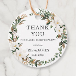 Ivory Magnolia Blumengrün Hochzeit Vielen Dank Geschenkanhänger