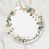 Ivory Magnolia Blumengrün Hochzeit Vielen Dank Geschenkanhänger (Rückseite)