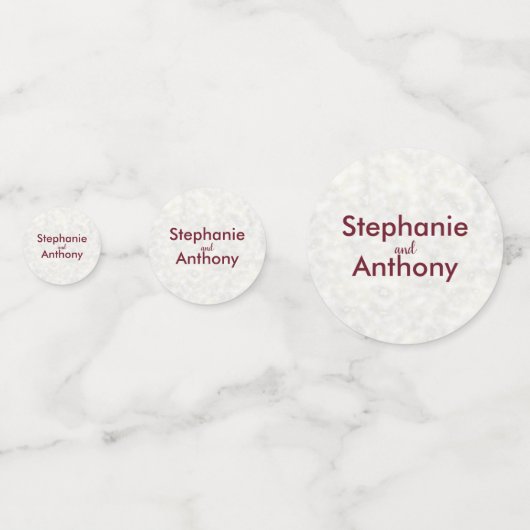 Ivory Marbe Wedding mit Burgundy Calligrafy Konfetti (Vorderseiten)