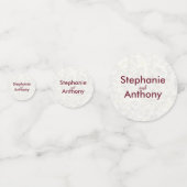 Ivory Marbe Wedding mit Burgundy Calligrafy Konfetti (Rückseiten)