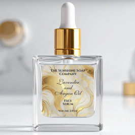 Ivory marble and gold foil dropper bottle label quadratischer aufkleber