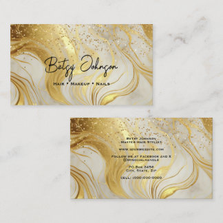 Ivory Marble and Gold Glitter Business Card Visitenkarte