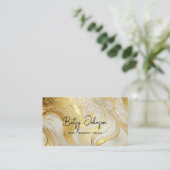Ivory Marble and Gold Glitter Business Card Visitenkarte (Stehend Vorderseite)