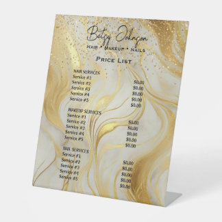 Ivory Marble Gold Glitter Beauty Salon Price List Sockelschild