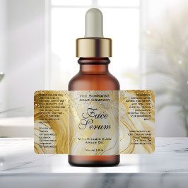 Ivory Marble & Gold Glitter Dropper Bottle Adressaufkleber