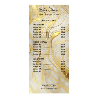 Ivory Marble & Gold Glitter Rack Card Price List Werbekarte