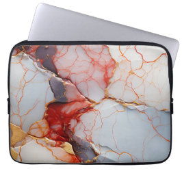 Ivory Marble with Crimson & Gold Veins Laptopschutzhülle