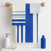 Ivory Marine Blue Stripes Polka Dots Badhandtuch Set