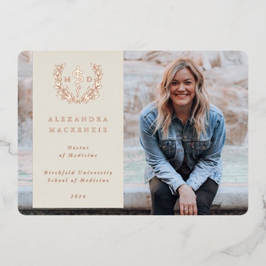 Ivory MD Asclepius Abschluss Foto Ankündigung (Vorderseite)