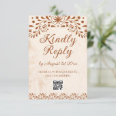 Ivory Mexican Floral Wedding QR code RSVP Karte (Stehend Vorderseite)