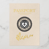 Ivory Mexico Passport Hochzeit Folieneinladung (Vorderseite)