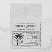 Ivory Mexico Passport Hochzeit Folieneinladung (Rückseite)