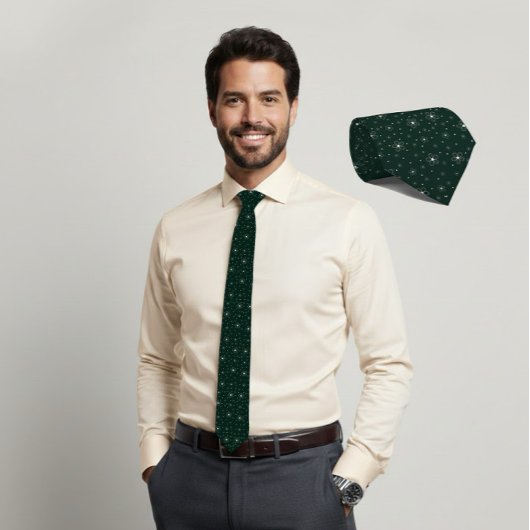 Ivory Micro Floral Dark Green Tie Krawatte