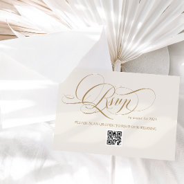 Ivory Minimal Elegante Calligrafy Wedding RSVP Karte