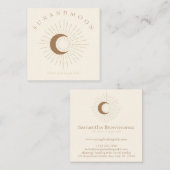 Ivory Minimal Modern Celestial Sun Moon Quadratische Visitenkarte (Vorne/Hinten)