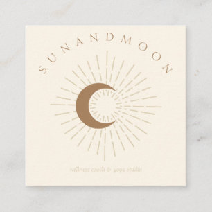 Ivory Minimal Modern Celestial Sun Moon Quadratische Visitenkarte