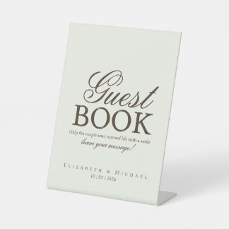 Ivory Minimalist Boho Guest Book Tabletop Sign Sockelschild