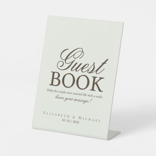 Ivory Minimalist Boho Guest Book Tabletop Sign Sockelschild (Vorderseite)