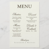 Ivory Minimalist Boho Script Wedding Menu (Vorderseite)