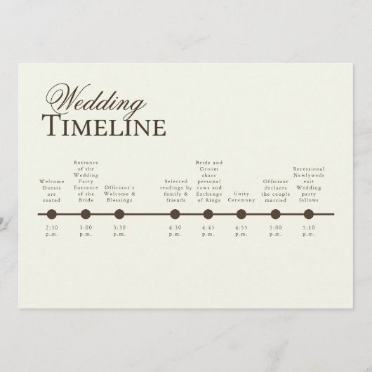 Ivory Minimalist Boho Wedding Program Timeline Menükarte (Rückseite)