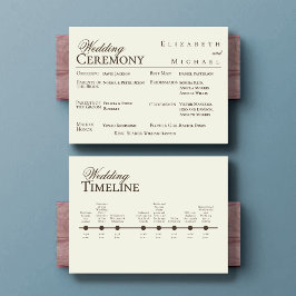 Ivory Minimalist Boho Wedding Program Timeline Menükarte