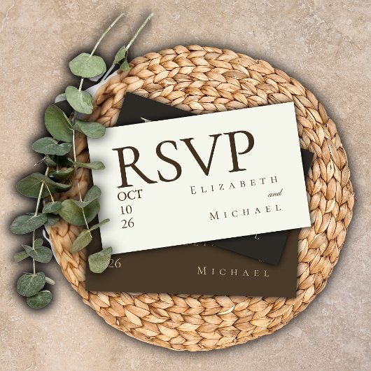 Ivory Minimalist Boho Wedding RSVP Response Card Begleitkarte