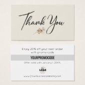 Ivory Minimalist Botanical Thank You Discount Card (Vorne & Hinten)