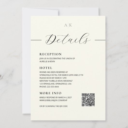 Ivory Minimalist Modern Elegant QR Code Wedding  Einladung (Rückseite)