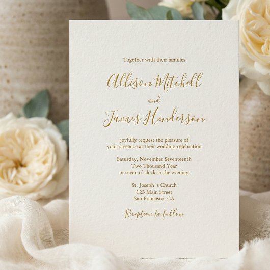 Ivory Minimalist Simple Script Wedding Photo Einladung