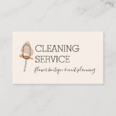 Ivory Minimalistisch Janitorial Handy Mop Reinigun Visitenkarte (Vorderseite)