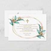 Ivory Mint Floral Gracias Con Oración Bautizo Dankeskarte (Vorne/Hinten)